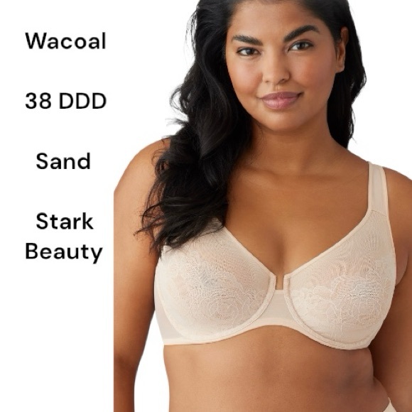 Wacoal Bra Stark Beauty Sand 38 DDD Lace Full-Coverage Underwire Seamless